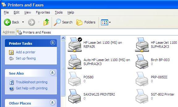 Printers and Faxes